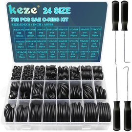 KEZE 788 Pcs SAE Rubber O Ring Assortment Kit Buna-N 70A 24 Size USA Standard Inch O Rings Set for Assort Faucets Plumbing Hydraulics Hose Repairs with O Ring Hook and Pick
