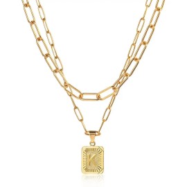Chic Gold Color Initial Necklace Layering Paperclip Link Chain For Women Girls 26 Letter Name Pendant Choker Jewelry GiftColor: Q