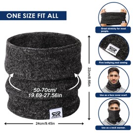 TAGVO Winter Neck Warmer Thermal Snoods Unisex Double-Layer Thicken Windproof Winter Cold Weather Knitted Circle Scarf for Outdoor Sports