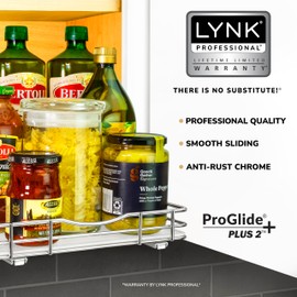 LYNK PROFESSIONAL® Pull Out Spice Organization for Cabinets - 10-3/8 inch Wide – Spice Rack for Inside Cabinets, Slide Out Spice Rack Organizer for cabinet – Pull Out Spice Rack, Sliding 1 Tier Chrome
