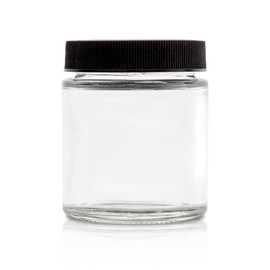 GadgetGush Clear 4 Oz Glass Jar with Black Plastic Non-Slip Lid