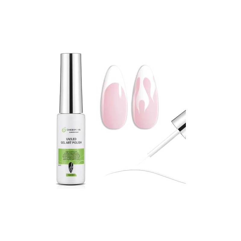CHERIMOYA Esmalte Liner 8ml,Fino para Punta Francesa-Blanco