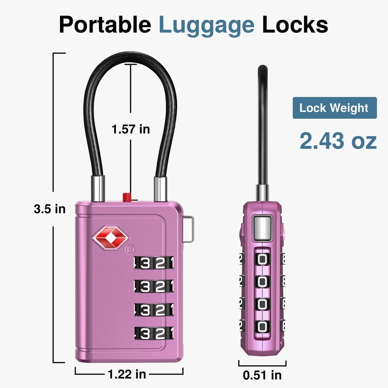 Puroma TSA Approved Luggage Travel Locks with Open Alert Indicator,