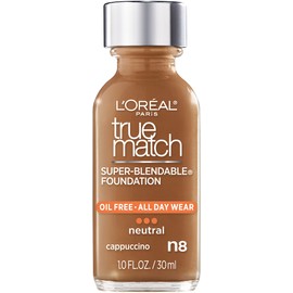 L’Oréal Paris Makeup True Match Super-Blendable Liquid Foundation, Cappuccino N8, 1 Fl Oz,1 Count
