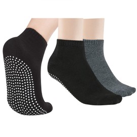 2 Pairs Grip Socks Anti Skid Non-Slip Socks Unisex Cotton Women Men Slipper Socks for Yoga Barre Pilates Fitness Hospital