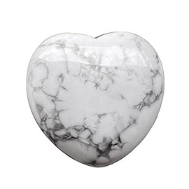 Ladeukoi Natural Crystal Heart Bag Stone, Healing Crystal Romantic Love Energy Worry Stone Chakra Balancing Reiki Meditation, 40 mm, White Howlite Turquoise