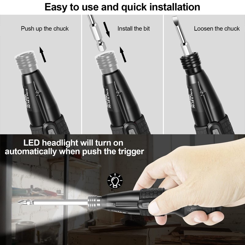 3.6V Cordless Electric Screwdriver - 3.5Nm Torque & Rust-Proof Bits,