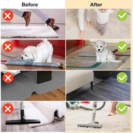 Kadrama [16 Pack] Rug Corner Gripper for Hardwood Floors to Hold Rug Down, Non Slip Under Rug Pads Tape for Hardwood Floor No Damage,Rug Stickers for Wood Floor,Carpet Tape Stickers for Area Rugs