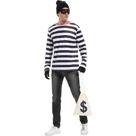Disfraz de ladrón de bancos para hombres y adultos, accesorios para disfraz de ladrón de bancos, Men's, Small