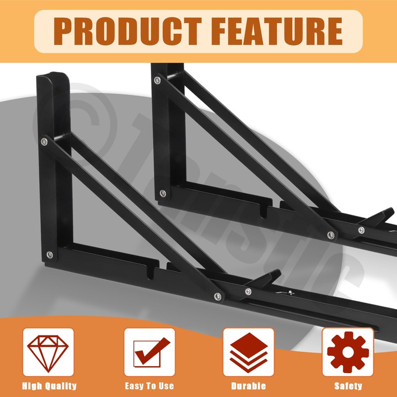 Tanstic 2 Pack 14 Inch Folding Shelf Brackets, Heavy Duty