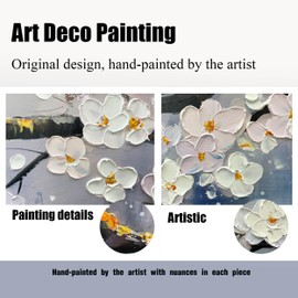 HUBOSKN Plum Blossom Tree Hand Painted Wall Art for Living Room - Flower Painting Wall Art for Office - Framed Wall Art Large Modern 29" x 59"