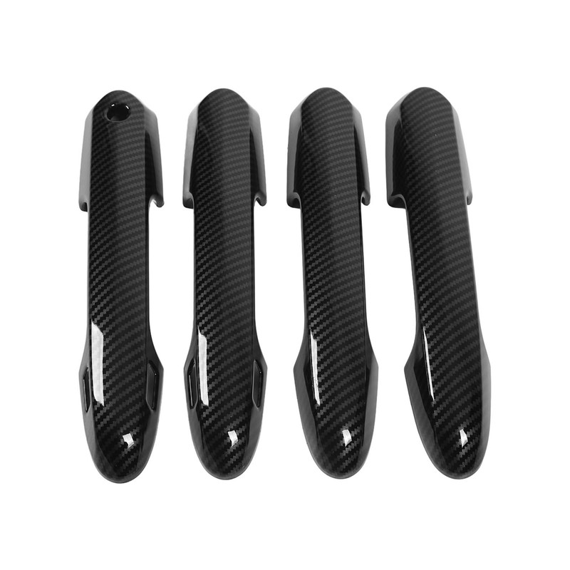 4pcs Gloss Black Carbon Fiber Style Exterior Door Handle Cover