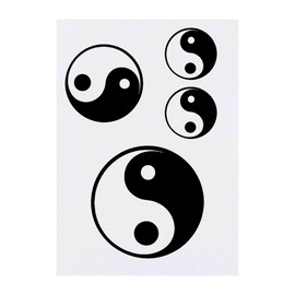 Azeeda 4 x 'Ying-Yang-Symbol' Temporäre Tattoos - Wasserfest, Hautfreundlich & Ungiftig · Transfers in Verschiedenen Größen (TO00076918)