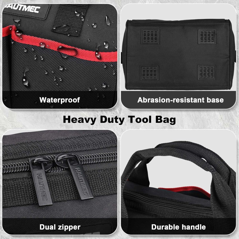 HAUTMEC 3PCS Large Tool Bag Set, Heavy-Duty Wide Mouth Tool