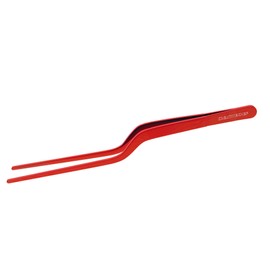 CREATIVECHEF 8 Inch Curved Stainless Steel Precision Kitchen Cooking Multi-function Tweezers Culinary Offset Tweezer Tongs (8" Curved, Bronze)