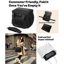 SUNNY BIRD 12L Large Insulated Lunch Bag, Leakproof and Foldable Lunch Cooler Box for Women Adult and Men, Fits 18 Cans (Black 01)