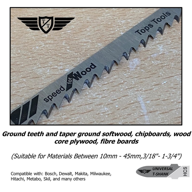 15 x TopsTools T101D 100mm Jigsqw Blades Designed for Clean