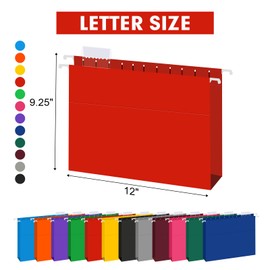 HERKKA Extra Capacity Hanging File Folders, 60 Pack Reinforced Letter Size Hanging Folders with Heavy Duty 2 Inch Expansion, Designed for Bulky Files, Medical Charts, 12 Assorted Colors