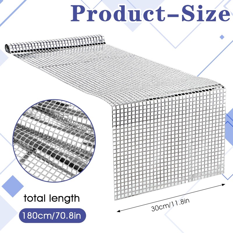 Disco Decorative Table Runner Silver 30 x 180 cm Glitter