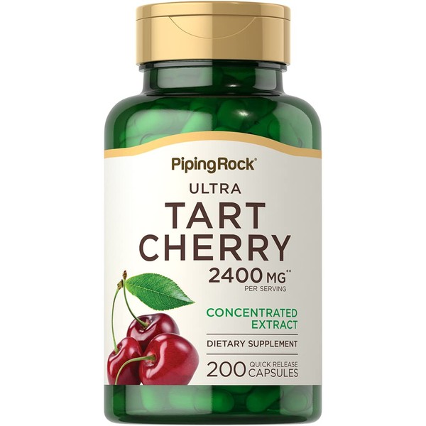 Piping Rock Tart Cherry Extract Capsules | 2400 mg | 200 Count | Concentrated Supplement | Non-GMO, Gluten Free