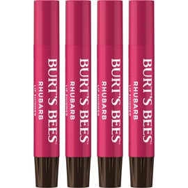Burt's Bees Shimmer Lip Tint Set, Tinted Lip Balm Stick, Moisturizing for All Day Hydration with Natural Origin Glowy Pigmented Finish & Buildable Color, Rhubarb (4-Pack)