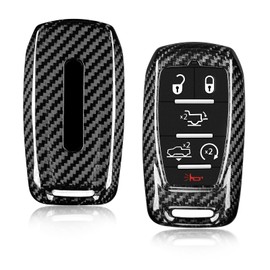 T-carbon Key Fob Cover fits for Ram,Real Glass Fiber Key Fob Protector fits for Ram 1500 2500 3500 Accessories, Key Shell Compatible with Power Wagon Tradesman Key Shell with Keychain,Silver Black