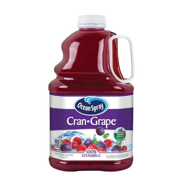 Ocean Spray Cranberry Grape Juice Drink, 101.4 Fl Oz, 3 Liter Bottle (Pack of 6)