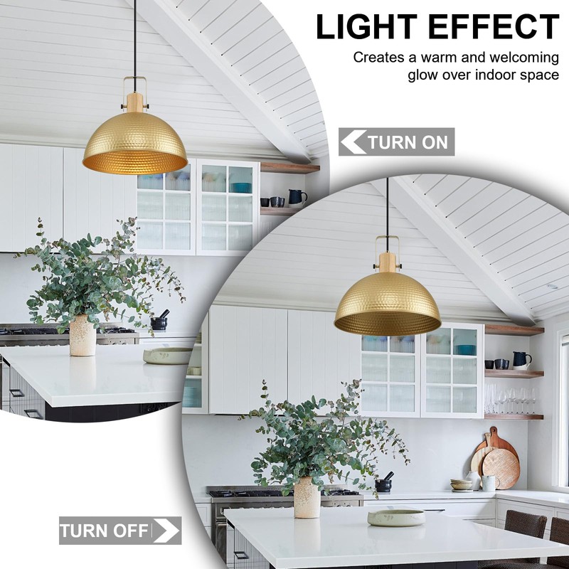 ALAISLYC 16 Inch Gold Pendant Lights Hammered Matte Pendant Lights