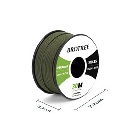 BROTREE Paracord 2 mm 30 m 100% Nylon Rope Cord with 1 Core Type I for Outdoor, Bracelet, DIY - 45 kg Breaking Load (Army Green)