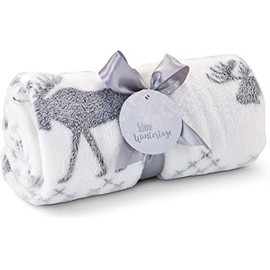 Römer Wellness Rudolph Cuddly Blanket White/Grey - 120 x 150 cm, 190 g/m², Fluffy Companion, Bow and Pendant, Beautiful Winter Time