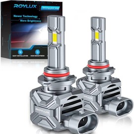 ROYLUX HB3 9005 Fog Light Bulb, 24000LM 600% High Brightness 6000K Cool White for Powersports ATV UTV, Pack of 2