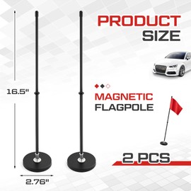 Otoolling 2 Pcs Magnetic Flag Holder 16.14 Inch Flexible Car Flag Poles with Magnetic Base for Cars Trucks Vehicles Flagpole Supplies