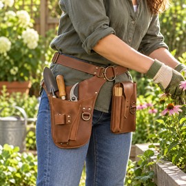 Adjustable Waist Tool Bag – PU Leather Work Belt Pouch with Multiple Pockets & D-Rings for Tools