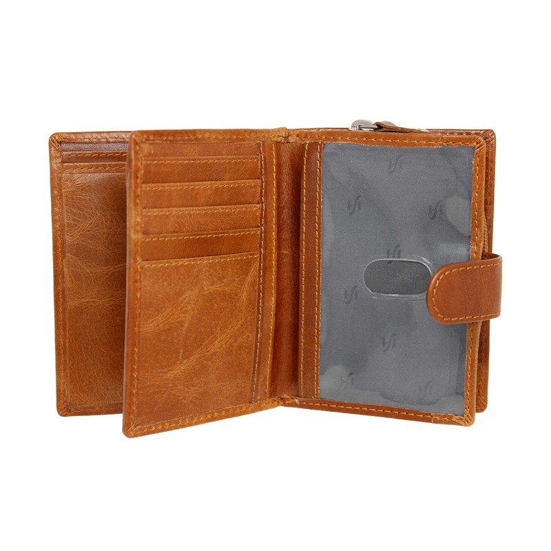 STARHIDE Ladies RFID Blocking Genuine Leather Clutch Wallet with Side