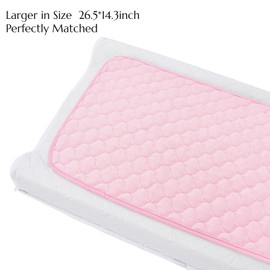 Pack of 3 Baby Changing Mats, Reusable, Washable, Non-Slip, Soft, Waterproof, Breathable, Quilted, Absorbent, Infant Changing Mat, 14 x 27 Inches (Pink)