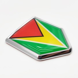 Overdecor Guyana Flag Decal Stickers Car Emblem Guyanese Car Accessories Decorations Chrome Shield Flag Sticker Decals for Cars Truck Vehicles, 2 Pack