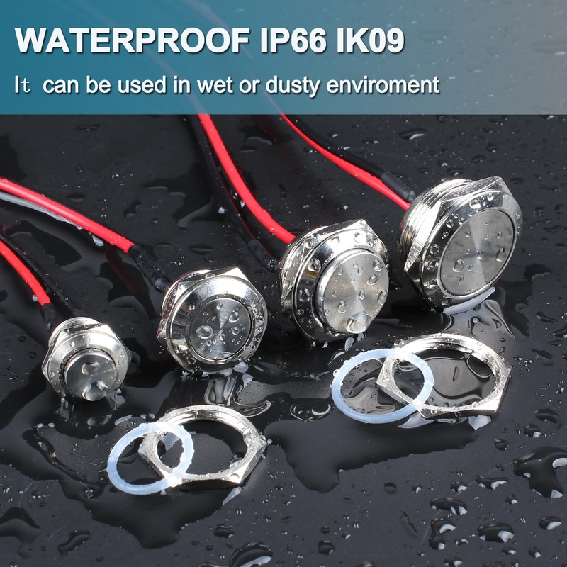 DMWD 2pcs 16mm Ultra Short Metal Waterproof Momentary Push Button