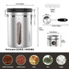 Coffee Canister for ground coffee with Transparent Window,Date Tracker,CO2 Valve,Scoop,304