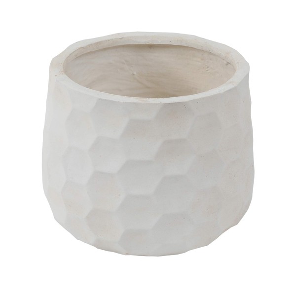 LuxenHome White Geo-Design Round MgO Planter