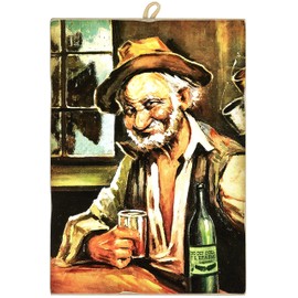 KUSTOM ART Teomondo Scrofalo Vintage Style Il Bevitor Collectable Wooden Print Restaurant Pizzeria Bar Hotel