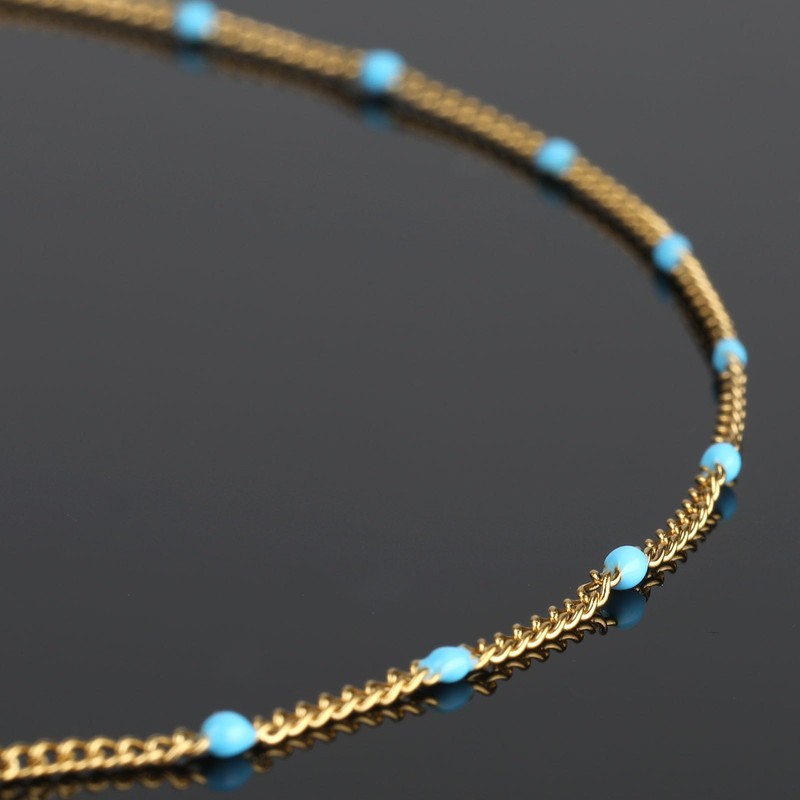 YOUBEIYEE - Cadena fina de acero inoxidable chapada en oro