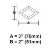 2"x 3" Diamond Glass Bevel - Pack of 10