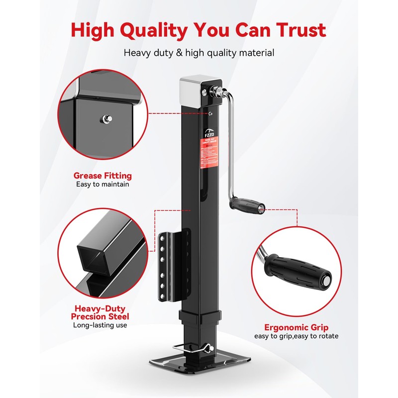 FZZD 8000 lbs Heavy Duty Trailer Jack, 20-24V Cordless Drill