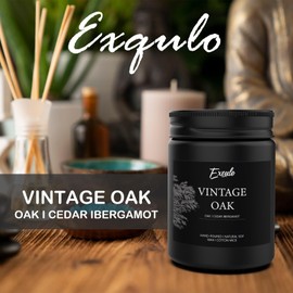 Vintage Oak Scented Candle, 7 oz Black Jar Autumn Candles, Natural Essential Oil Scent,50 Hours Long Burning Soy Candles for Home Scented。Suitable Gift: Birthday Men's Gift, Father's Day Gifts