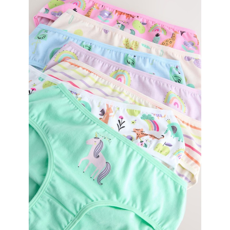 NEXT Floral Briefs - Pack of 7, Pink/Blue, 2 -