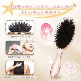 Hair Brush, 3-Layer Construction, Soft Brush Pin, Scalp Massage, Ion Care Brush, Prevents Splints, Smooth, Smooth, Anti-Static Hair Brush, Detangle, Quick Dry Design, Wet & Dry Use, Smooth Hair Brush