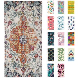 SAYOUZ Beach Towel, Colorful Geometric Floral Marble Beach Towel Oversized Sand Proof Absorbent, Quick-Dry Bath Pool Swim Towel for Shower Spa Vacation, 29.5” X 59”