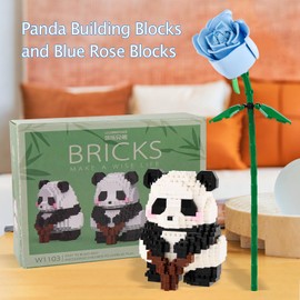 Blocks Building Sets Panda Mini Bricks with Flower for Kids Presents, 448PCS Micro Cute Practising Animals Toy Building Blocks for Party Gifts for 6+ Teens Blossom,Unique Mother's Day Ideas