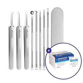 Jennana 8-Piece Waxing Tweezer Set for Ingrown Hairs, Beards, and Eyelashes 8-Piece Ingrown Hair Tweezer Set - 100 Alcohol Swabs