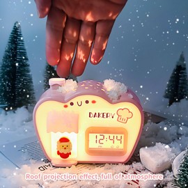 QANYI Christmas Village House Night Light,Color Changing with Star Projector Lights and Clock Timer,Battery Operated Led,Chritsmas Birthday Gifts for 3-8 Year Old Girls Boys Teens Pink